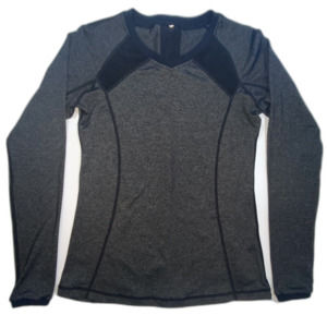 Lululemon Pace Pusher Long Sleeve Heather Black Shirt Women Sz 4 Mesh Thumbholes